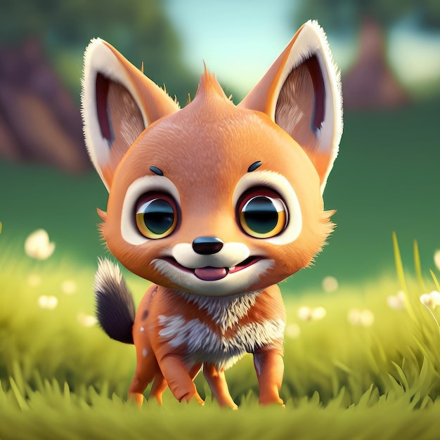 Schattig klein Jackal 3D-personage