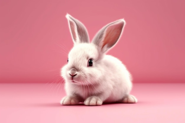 Schattig klein konijn op roze backgroundholiday concept generatieve ai