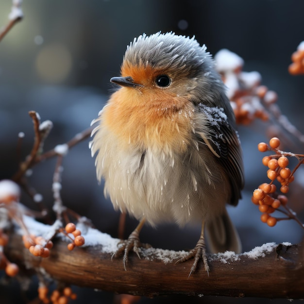 Schattig klein vogeltje winterseizoen