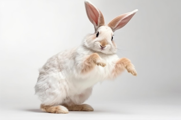 Schattig konijn geïsoleerd op witte achtergrond Generatieve AI gemaakt