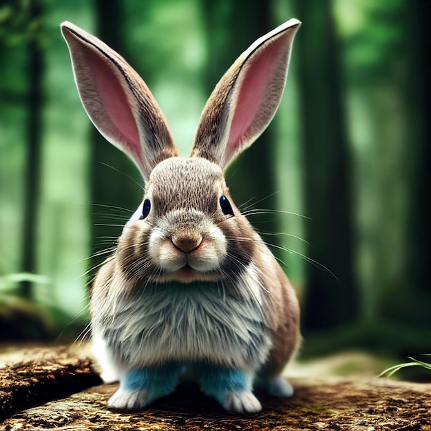 Schattig konijn of konijnenportret in de natuur kijkend naar de camera