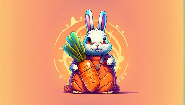 Schattig konijntje avontuur gratis vector schattig konijn met wortel tas cartoon pictogram illustratie