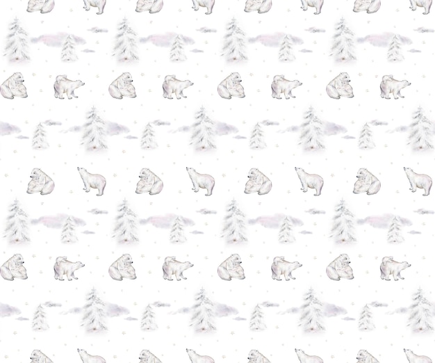 Foto schattig naadloos patroon met aquarel winter ijsbeer moeder en haar kind sterrenbeeld beren schattig kinderpatroon perfect voor achtergrondpapier of textiel