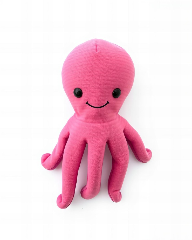 Foto schattig octopus stof pluche speelgoed geïsoleerd op witte achtergrond