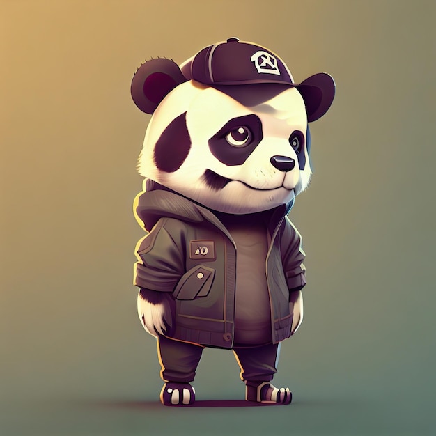 Schattig pandabeerkarakter met esthetische streetwear-kledingoutfit