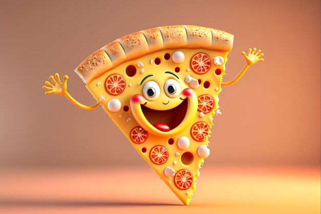 Schattig pizzakarakter glimlachend perfect voor pizzaliefhebbers overal Generatieve AI