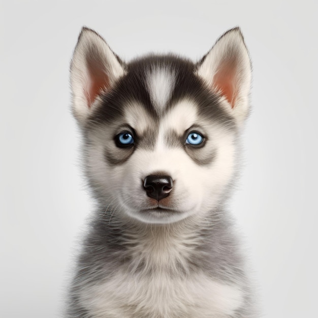 Schattig portret van Baby Siberische Husky Puppy Dog AI gegenereerd