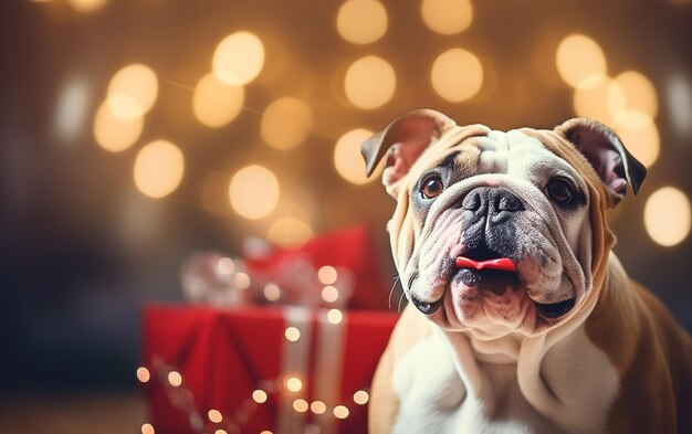 Foto schattig portret van een bulldog-hond met een overbelasting van cuteness