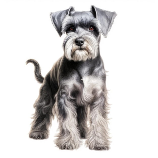 Foto schattig schnauzer volledige lichaam op witte achtergrond