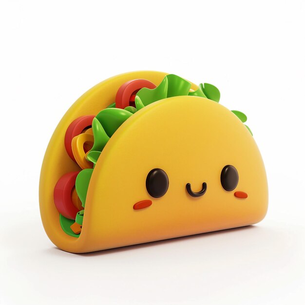 Foto schattig taco icoon 3d rendering witte achtergrond generatieve ai