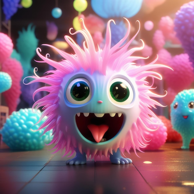 Schattig tekenfilm monster 3D illustratie schattig tekening monster 3D ilustratie 3D rendering schattig