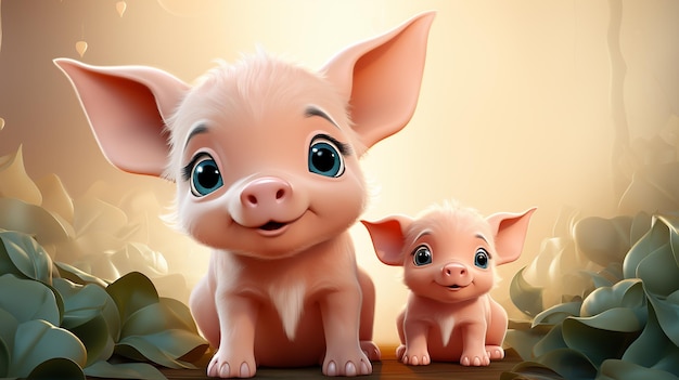 Schattig varken Heel mooi baby varken Vector in 3D