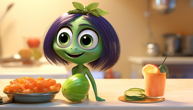 schattig veganistisch pixar 3d-personage