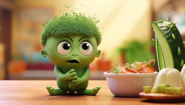 schattig veganistisch pixar 3d-personage