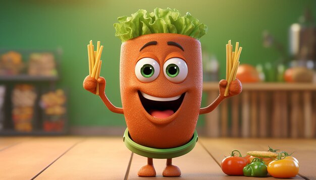 Foto schattig veganistisch pixar 3d-personage