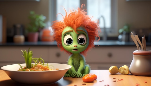 schattig veganistisch pixar 3d-personage