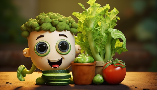 schattig veganistisch pixar 3d-personage