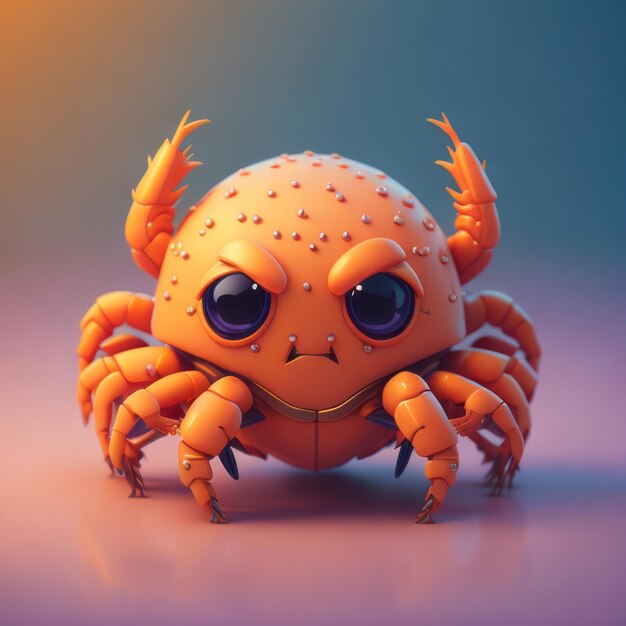 schattige 3d hyper realistische geanimeerde krab