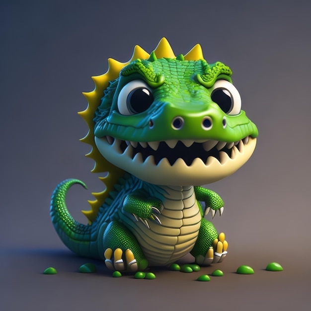 schattige 3d hyper realistische geanimeerde krokodil