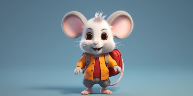 schattige 3D-muis gaat naar school ai generatief