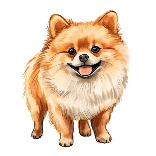 schattige aquarel Pommeren hondenras illustratie