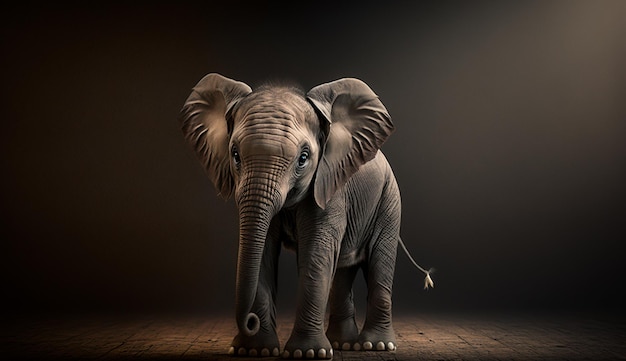 Schattige baby Afrikaanse olifant echt dier natuurlijk illustratiebeeld AI gegenereerde kunst