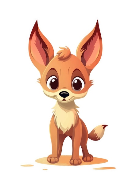 Schattige baby Coyote in Cartoon Style op witte achtergrond generatieve AI