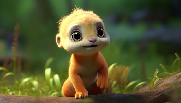 schattige baby dier karakter kleurrijke en schattige pixar-stijl