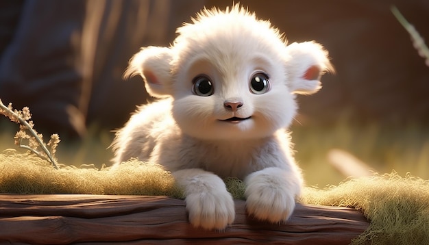 schattige baby dier karakter kleurrijke en schattige pixar-stijl