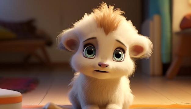 schattige baby dier karakter kleurrijke en schattige pixar-stijl