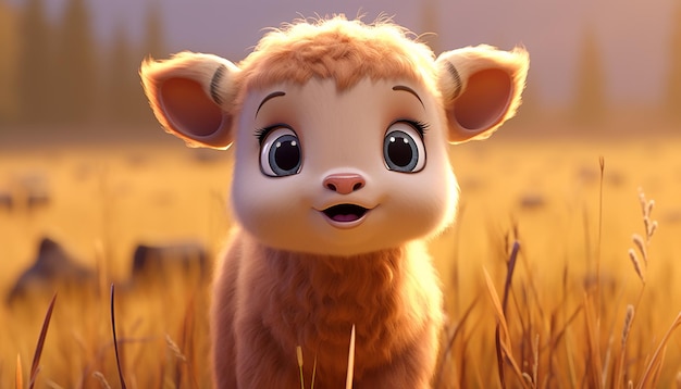 schattige baby dier karakter kleurrijke en schattige pixar-stijl