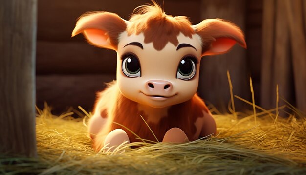 schattige baby dier karakter kleurrijke en schattige pixar-stijl