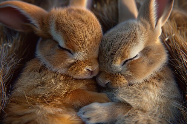 Schattige baby dieren die elkaar knuffelen.