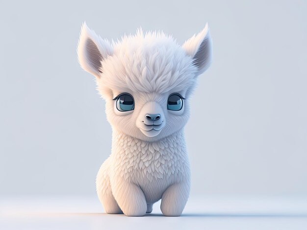 Schattige baby een lama illustratie 3D-stijl op witte achtergrond ai generatief