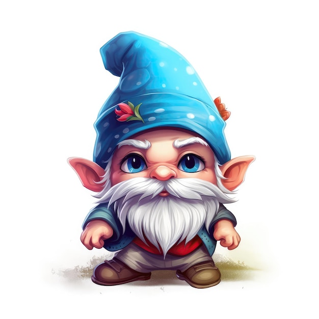 Foto schattige baby gnome op witte achtergrond logo digitale kunst generatieve ai