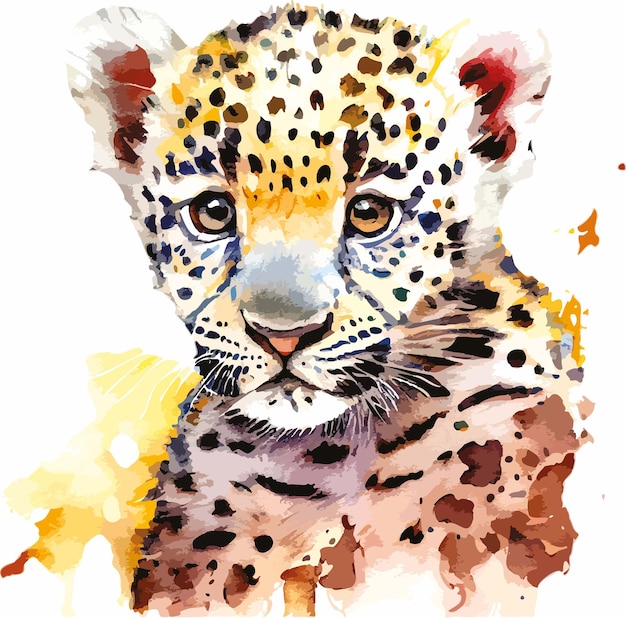 schattige baby jaguar en luipaard aquarel vector