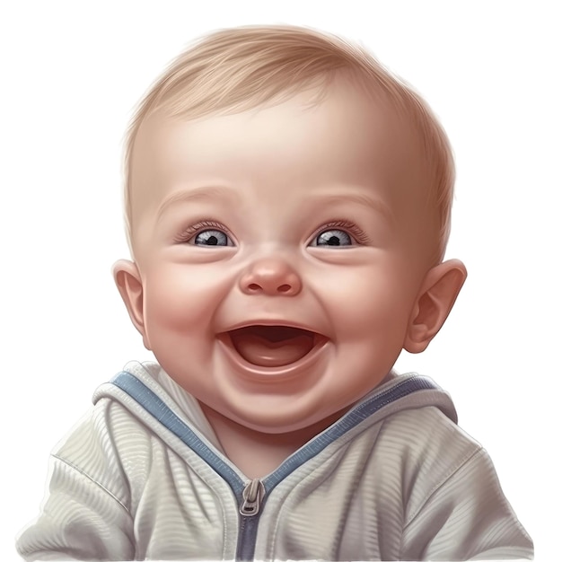 Schattige baby lachende jongen gezicht Transparante geïsoleerde achtergrond AI