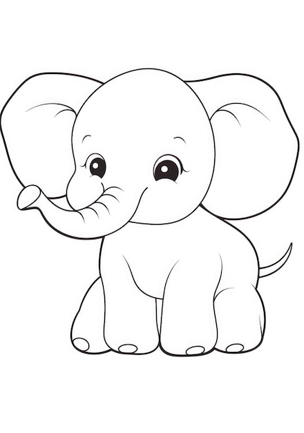 Foto schattige baby olifant kleurplaat op a4 papier