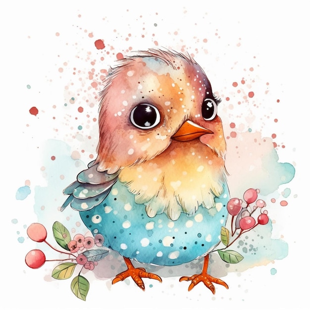 Schattige babyvogel sublieme aquarel