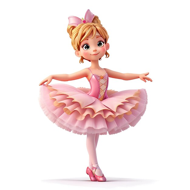 Foto schattige ballerina prinses in roze jurk vector