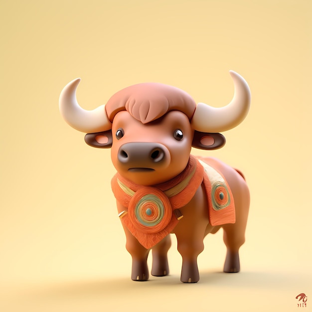 schattige buffel 3d cartoon