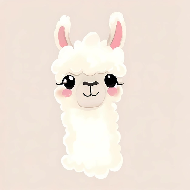 Schattige cartoon alpaca op witte achtergrond vectorillustratie