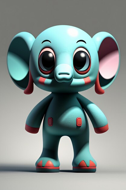 Schattige Cartoon Baby Olifant Antropomorfe 3D Rendering Karakter Model Hand Figuur Product Kawaii