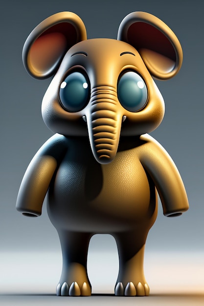 Schattige Cartoon Baby Olifant Antropomorfe 3D Rendering Karakter Model Hand Figuur Product Kawaii