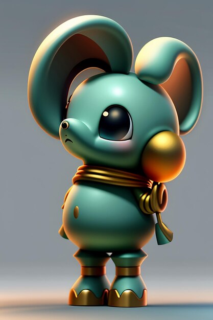 Schattige Cartoon Baby Olifant Antropomorfe 3D Rendering Karakter Model Hand Figuur Product Kawaii