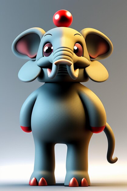 Schattige Cartoon Baby Olifant Antropomorfe 3D Rendering Karakter Model Hand Figuur Product Kawaii