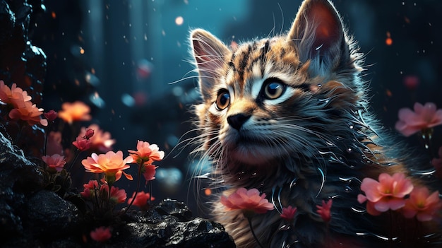 schattige cartoon kat HD wallpaper fotografische afbeelding