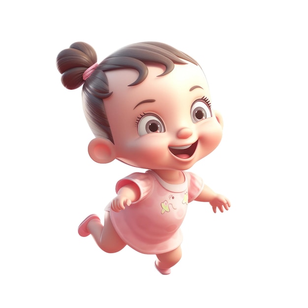 Schattige cartoon stijl baby meisje kind transparante geïsoleerde achtergrond AI