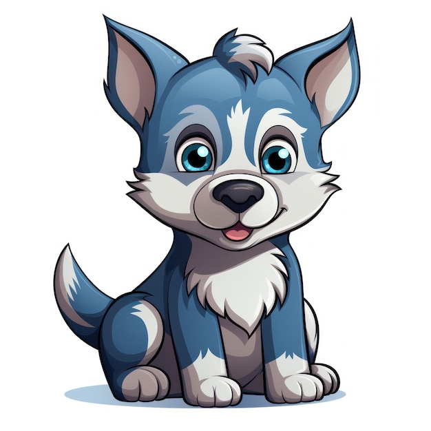 Schattige Cartoon Style Husky voor peuterboek Clipart op witte achtergrond AI gegenereerd