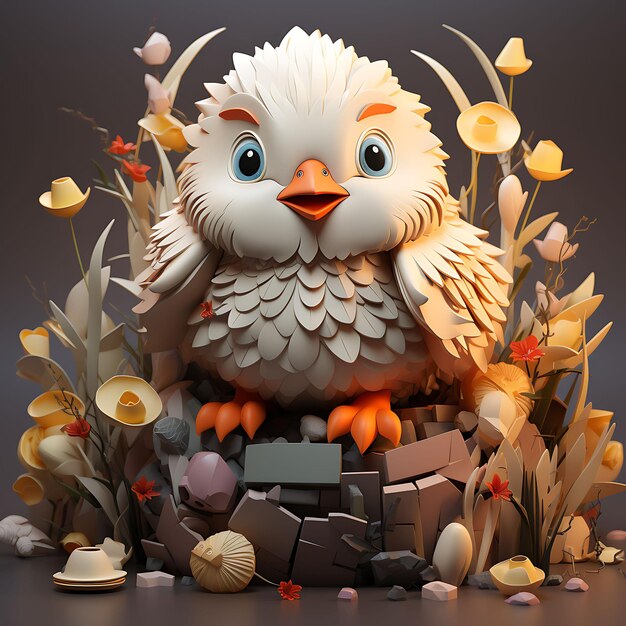 Schattige dieren Charmante 3D-gerenderde creatieve eenvoud in schattige Fatness Blender C4D Clay-stijl